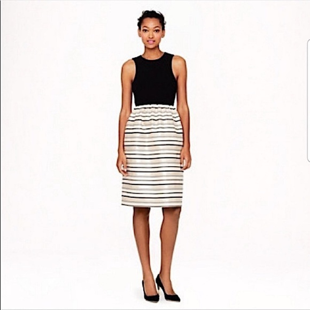 J. Crew Black and Gold Striped Party Dress